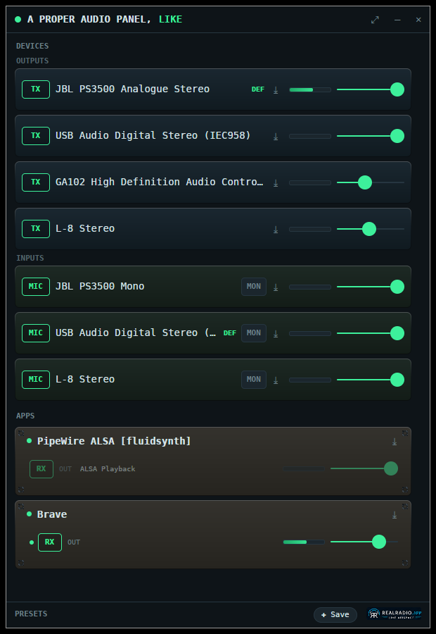 List layout: a single narrow column of devices